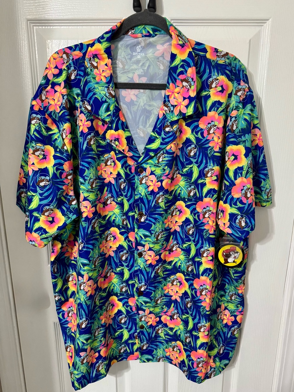 Buc-ees Men's 4X Blue Tropical Floral Button-Up Shirt New w/tag